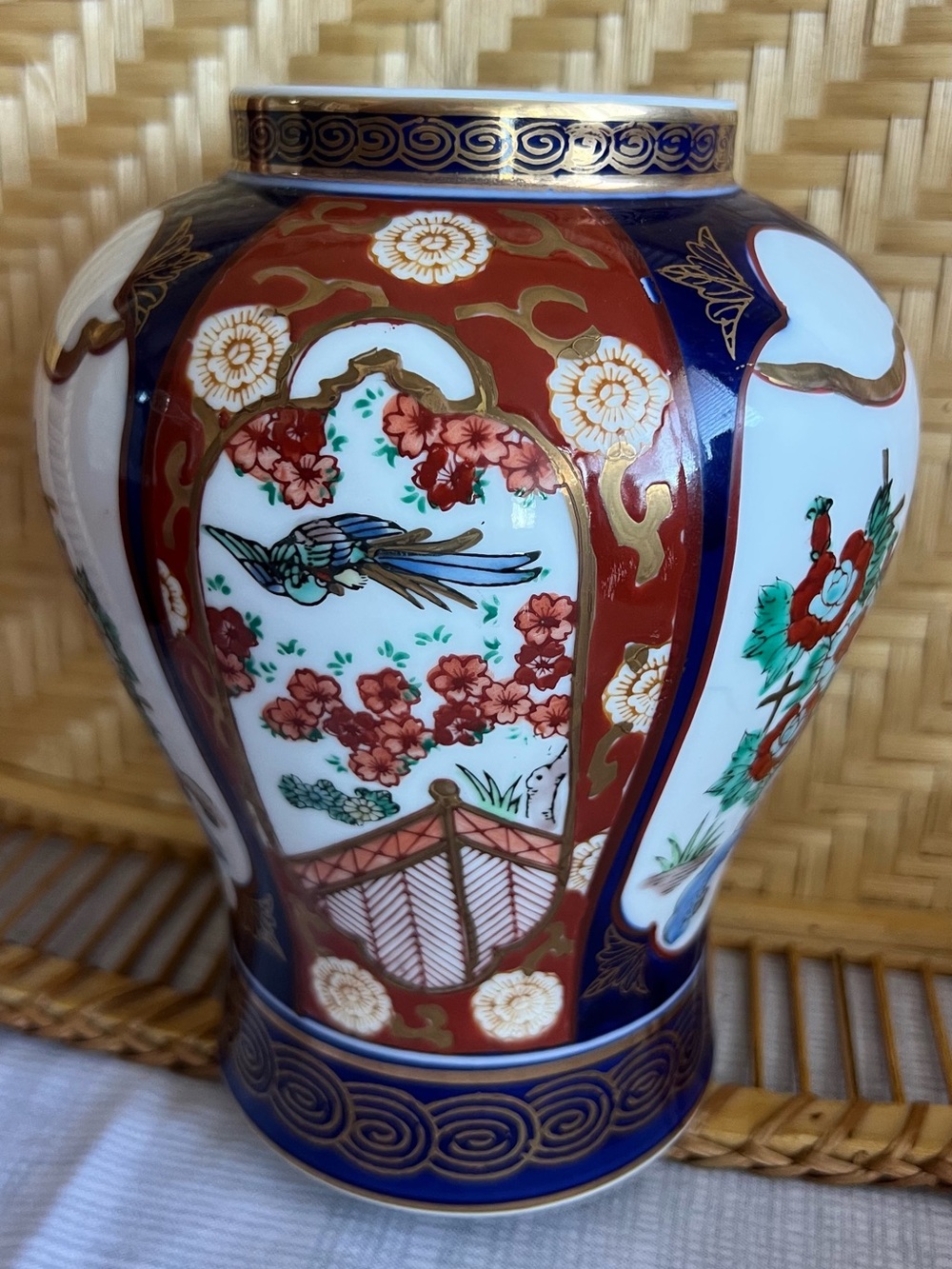 Gold Imari Hand Painted 7.5” Tall Vase